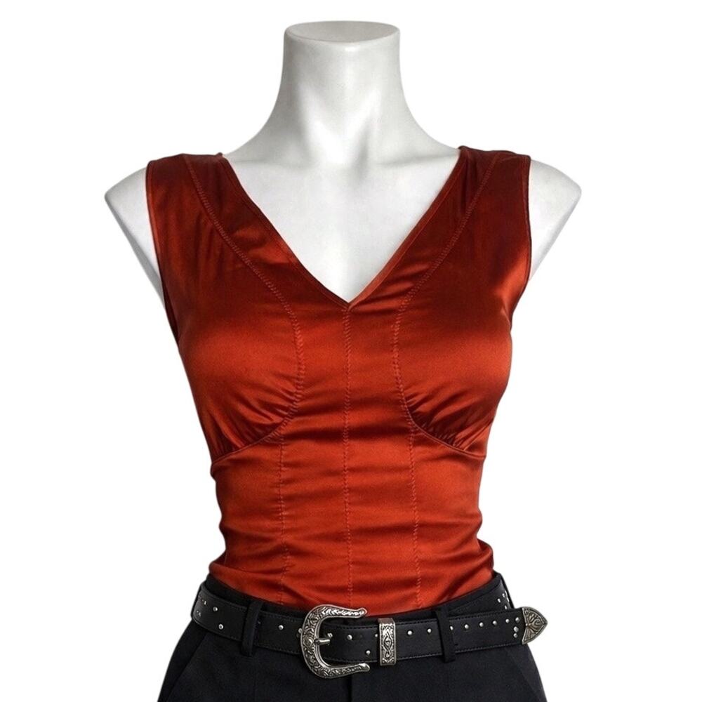 y2k Office Siren Express Silk Babydoll Top Size 2 Dark Feminine Career Going Out